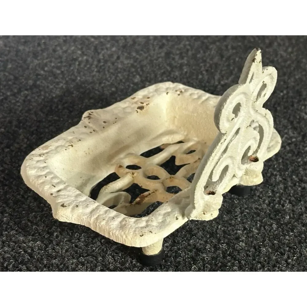 Antique Pedestal Sink bathtub Cast Iron Victorian Bar Soap Dish Raised Feet